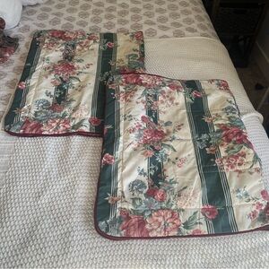 Croscill Floral Pillow Shams King 2 Pink Green 25x41 Cottage Core Grandma Core